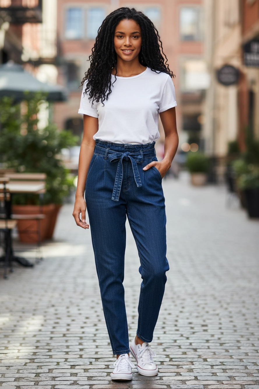 Polo Ralph Lauren Womens Jeans Blue 30x29 High Rise Paperbag Waist Button Fly